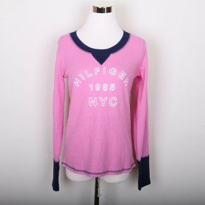 Tommy Hilfiger Pink Long Sleeve Waffle Shirt Blouse Top Women's S